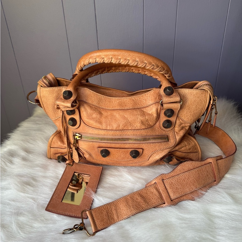 Balenciaga City Leather Handbag with Mirror and Strap
